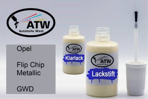 Opel, Flip Chip Metallic, GWD: 20ml Lackstift + 20ml Klarlack - Set, von ATW Autoteile West.